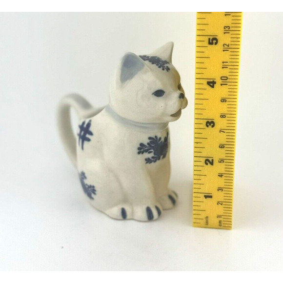 Vintage J.S.N.Y Philippines Porcelain Delft Style Blue White Cat Creamer 5" - Picture 11 of 11